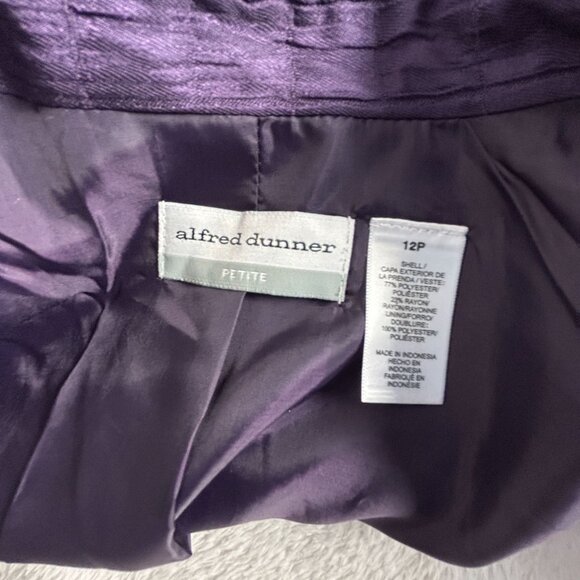 Alfred Dunner Petite Womens Purple Textured Open Front Blazer Jacket 12P Lined - Picture 3 of 7